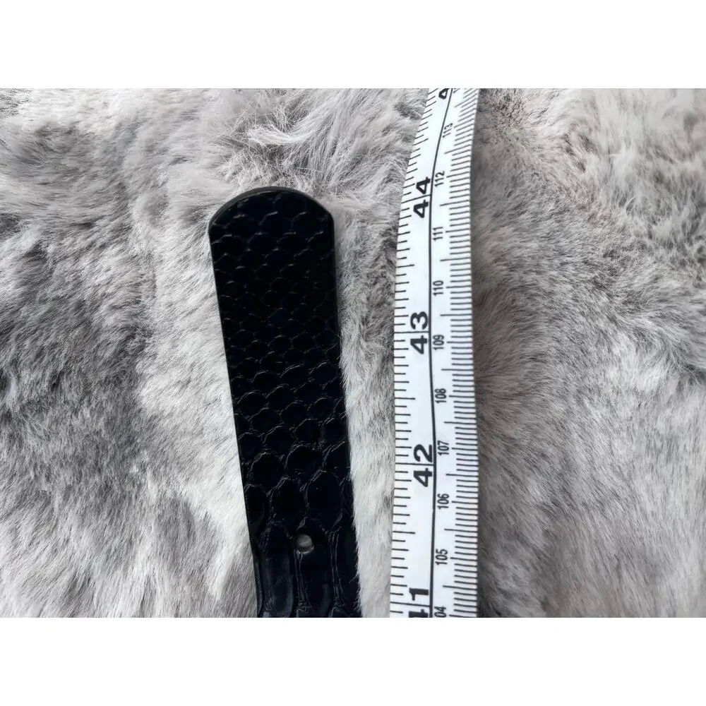 Black Faux Snake Skin Textured Belt Gold Buckle XL
